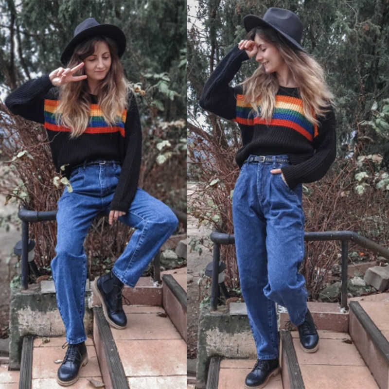 Jeans Woman Loose Casual Harem Pants friends Mom Jeans Streetwear Denim Pants Women Pleated Pocket Trousers Jean Femme LY191203