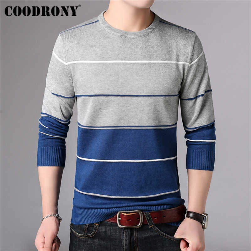 COODRONY Casual O-Neck Pull Homme Cotton Sweater Men Clothes Autumn Winter Soft Wool Pullover Men Long Sleeve Knitwear B015 211008
