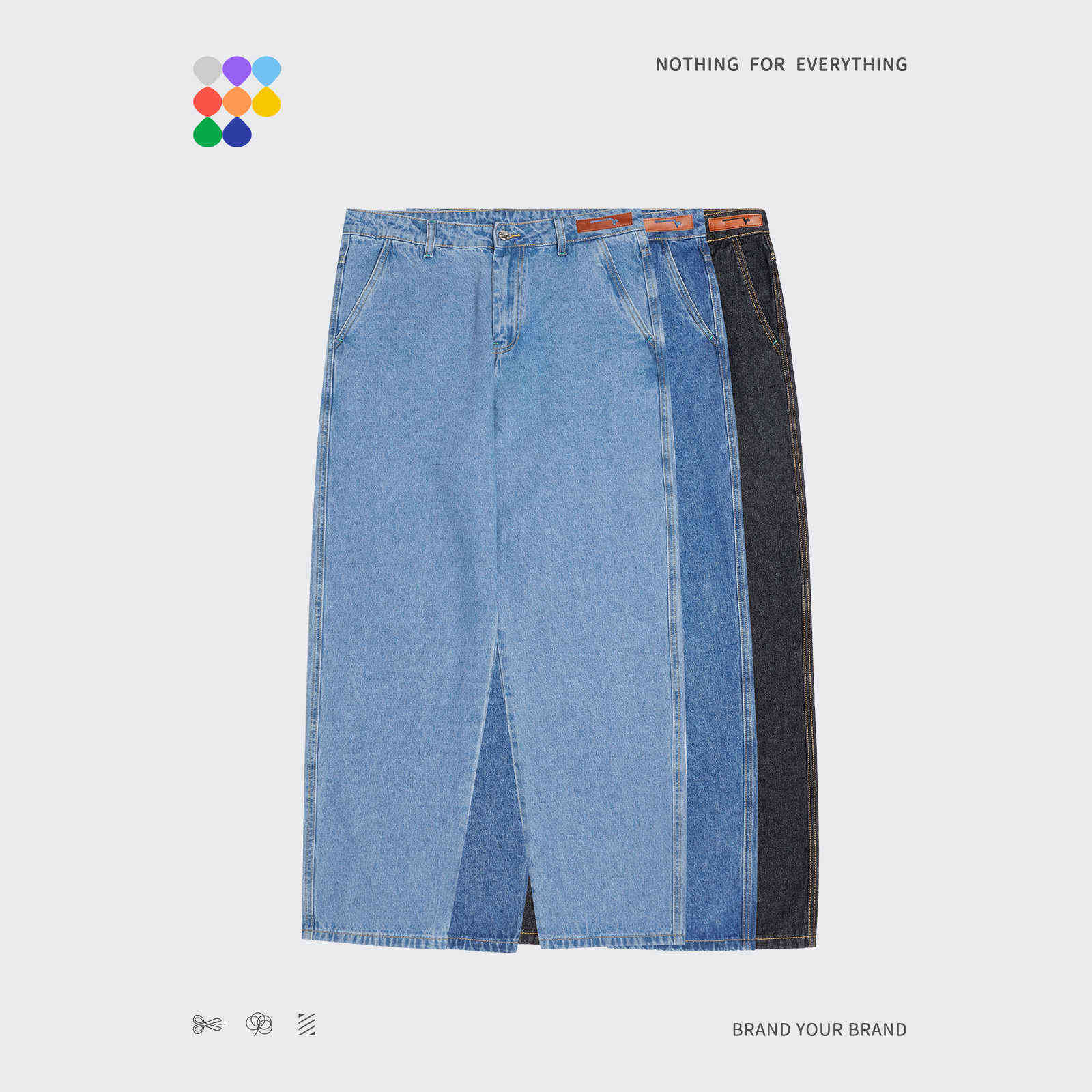 INFLATION Mens Fashion Jeans Loose Straight Denim Pants Casual Blue Unisex Distressed Baggy Trousers 211111