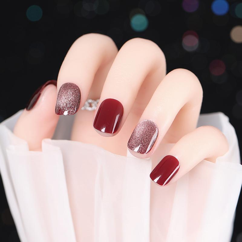 False Nails 24PCS Glitter Fake Glossy Wine Red Short Suitable Fairy Girls Decor Wearable Finished Nail Patch Girl Art, Red;gold
False Nails 24PCS Glitter Fake Glossy Wine Red Short Suitable Fairy Girls Decor Wearable Finished Nail Patch Girl Art, Red;gold