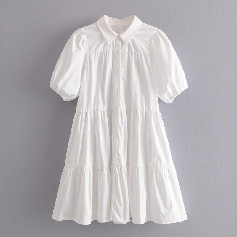 Spring Summer Short Sleeve White Pleated Shirt Dress Women's Casual Turn Down Collar Knee-Length 210607
Spring Summer Short Sleeve White Pleated Shirt Dress Women's Casual Turn Down Collar Knee-Length 210607
