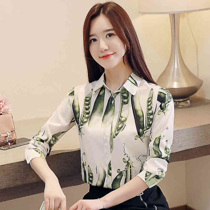 Korean Print Plus Size Women Tops and Blouses Fashion Spring Long Sleeve Blusas Mujer De Moda Ladies Shirts 8339 50 210506