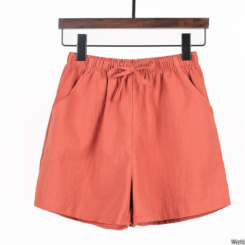 Ladies Summer Shorts Casual Solid Color Cotton Linen Women High Waist Loose Cool Women's