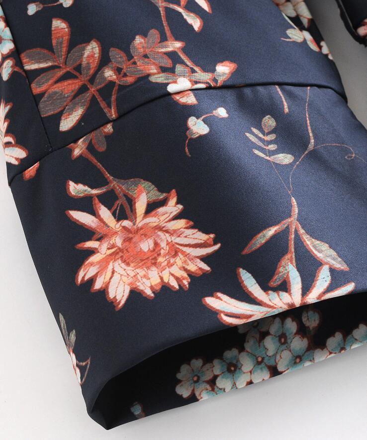 Bohemian Women Floral Print Kimono Shirt Holiday Beach Tied Bow Sashes Mid Long Cardigan Blouse BOHO Tops 210429