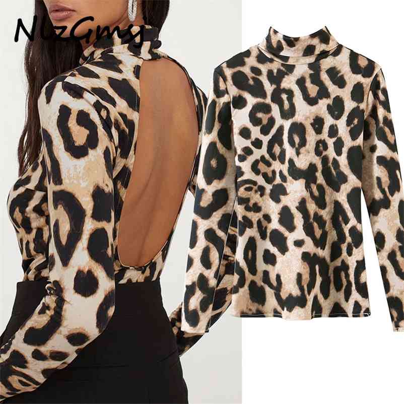 Blouse Women's Spring Fashion High Neck Leopard Print Long Sleeve Sexy Open Back Top Casual Pullover 210628, As picture
Blouse Women's Spring Fashion High Neck Leopard Print Long Sleeve Sexy Open Back Top Casual Pullover 210628, As picture