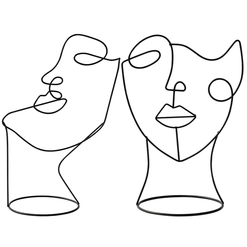 Abstract Character Sculpture Art Decor Nordic Metal Black Lines Handmade Figurines Home Decoration Art Gift