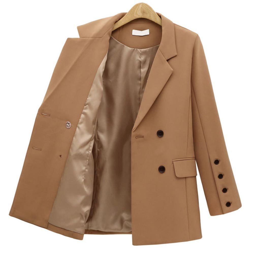 Women Autumn Blazers and Jackets England Long Sleeve Double Breasted Office Suits Female Casual Outwear Tops 210428