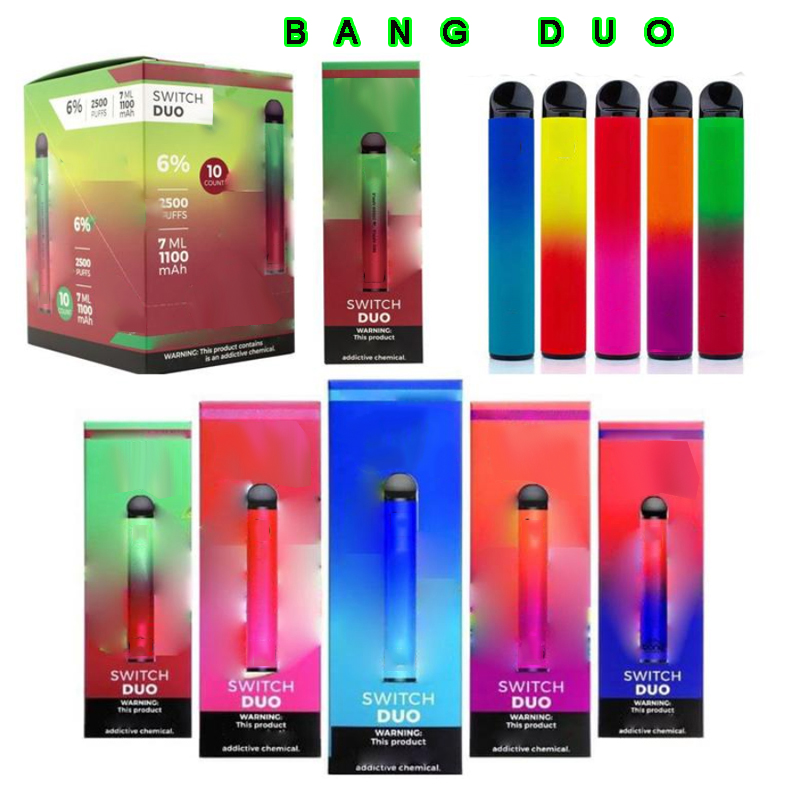 Disposable Vape 2500 Puffs Bars Bang XXL E cigarettes Switch Duo Pro Max 2 IN 1 1100mAh Battery 7ml capacity Double Vaporizer Pen Kit
Disposable Vape 2500 Puffs Bars Bang XXL E cigarettes Switch Duo Pro Max 2 IN 1 1100mAh Battery 7ml capacity Double Vaporizer Pen Kit