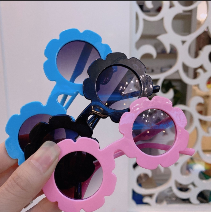 Fast ship Sun Flower Round Cute kids sunglasses UV400 for Boy girls toddler Lovely baby sun glasses Children Wholesale Z260305