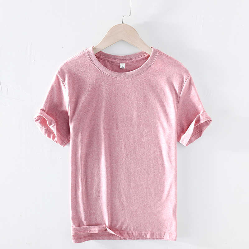 Summer Cotton Yellow Solid T Shirt Men Causal O-neck Basic T-shirt Male High Quality Classic Style Tops 210601