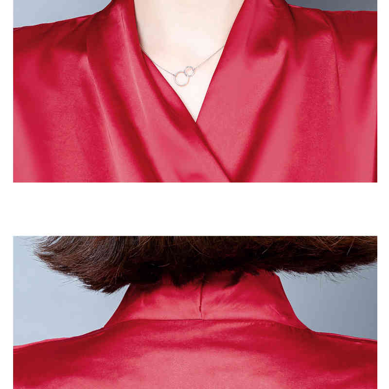 Summer Elastic Satin Top Fashion V-neck Loose Shirt Women's Short-Sleeved Plus Size Solid Women Blouse 9852 210415