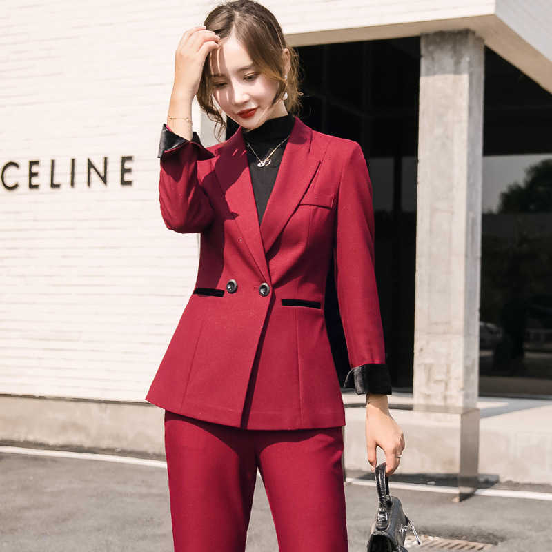 temperament women's suits pants Fashion Slim Large Size Ladies Suit Red Slim-fit flared office two-piece 210527
temperament women's suits pants Fashion Slim Large Size Ladies Suit Red Slim-fit flared office two-piece 210527