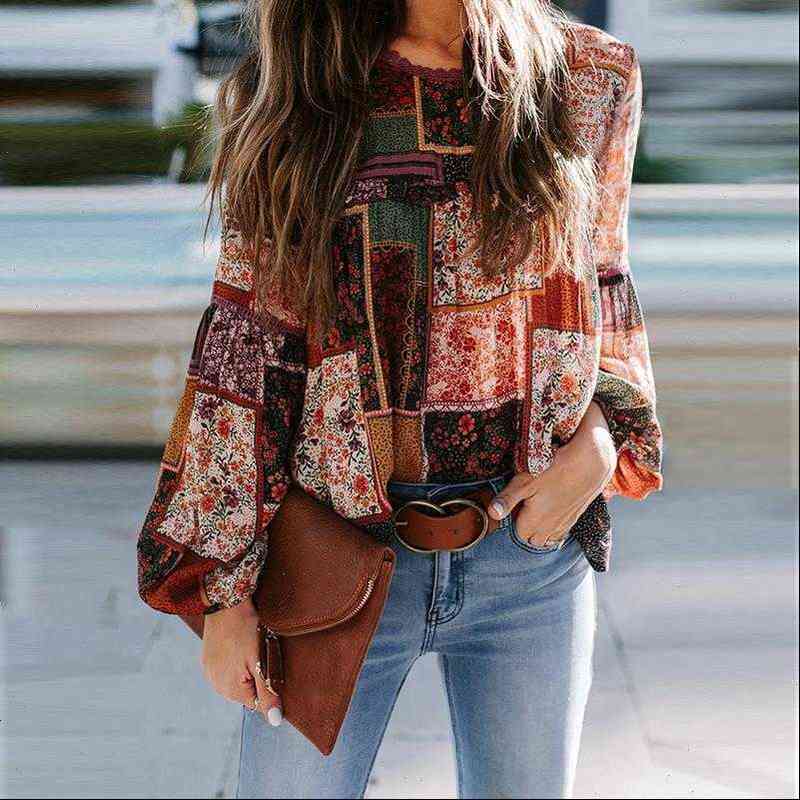 bohemian floral print fashion womens shirt o neck puff long sleeve office lady loose plus size blusas xxl, White
bohemian floral print fashion womens shirt o neck puff long sleeve office lady loose plus size blusas xxl, White