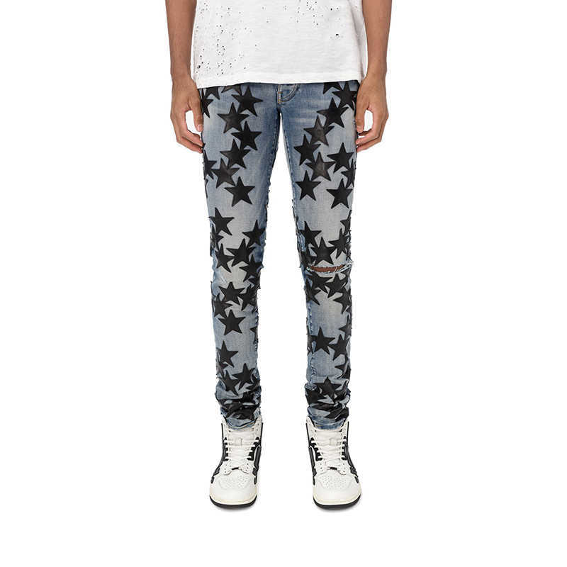 Amir Blue Hole Stick Star Knife Cut High Street Hole Slim Slp Jeans Pants Man 9FFY, Black
Amir Blue Hole Stick Star Knife Cut High Street Hole Slim Slp Jeans Pants Man 9FFY, Black