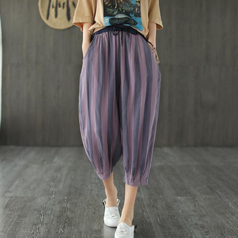 Johnature Summer Casual Retro Striped Patchwork Pocket Elastic Waist Harem Pants Loose All-match Women Calf-length Pant 210521, Khaki
Johnature Summer Casual Retro Striped Patchwork Pocket Elastic Waist Harem Pants Loose All-match Women Calf-length Pant 210521, Khaki