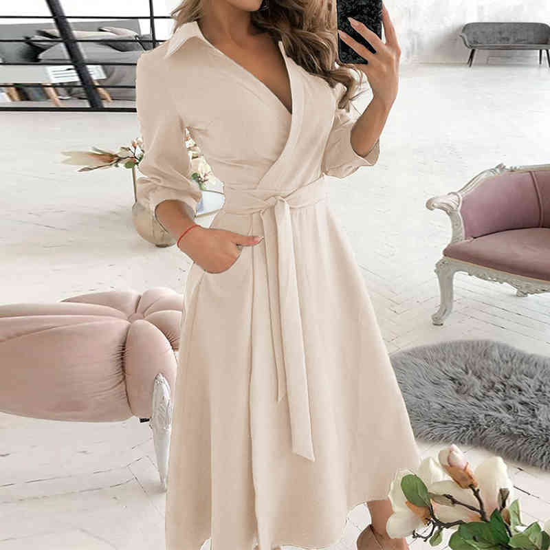 Elegant Office Lady Dress Fashion Women Shirt Dresses Long Sleeve Lapel Casual Pleated Solid Vestido Belted Long Robe 210521, Army green
Elegant Office Lady Dress Fashion Women Shirt Dresses Long Sleeve Lapel Casual Pleated Solid Vestido Belted Long Robe 210521, Army green