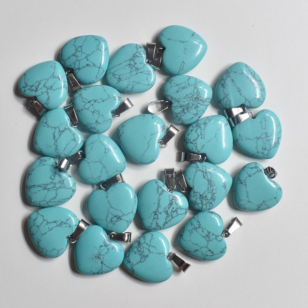 Natural Stone charms 20mm heart Tiger's Eye Rose Quartz opal Pendant pink Crystal Pendants Chakras Gem Stone fit earrings necklace making assorte