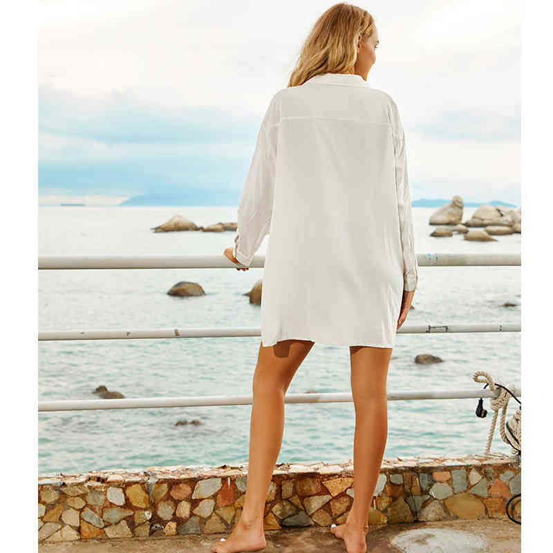 Sexy Bikini Cover-ups Cotton Tunic Boho Printed Summer Beach Tops Elegant Women Plus Size Wear Swim Suit Cover Up Q1099 210420