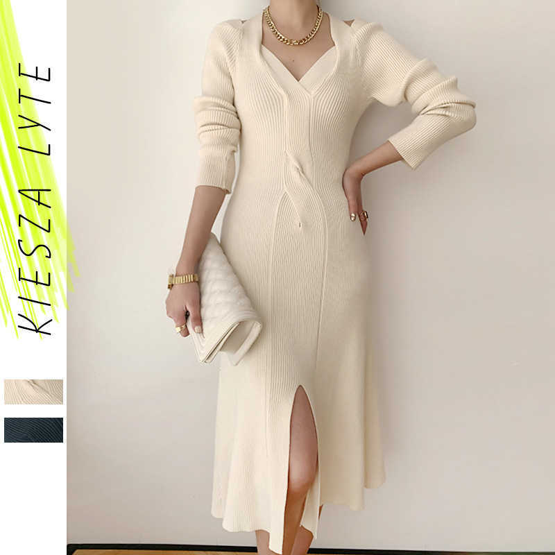 Kiesza Lyte Vintage Knit Dress Sexy Women Long Sleeve V-Neck Split Knitted Party Dresses Two Ways Designer Fashion Vestidos 210608, Black
Kiesza Lyte Vintage Knit Dress Sexy Women Long Sleeve V-Neck Split Knitted Party Dresses Two Ways Designer Fashion Vestidos 210608, Black