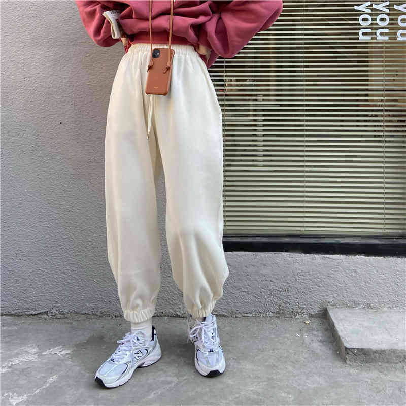 Spring Autumn Casual Sportspants Trousers Elegant Minimalist High Waist Straight Pants Women Female 210421