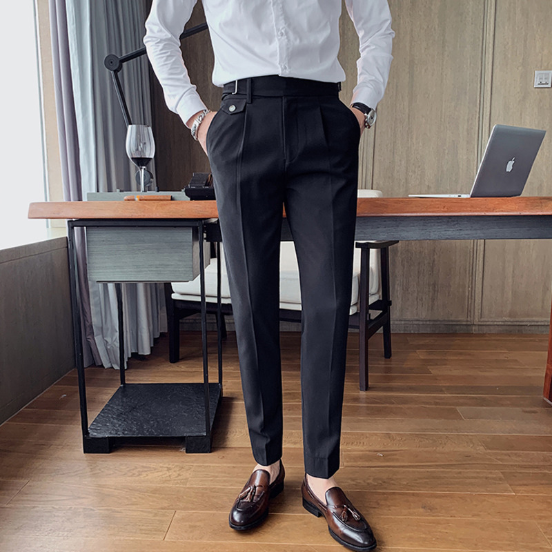 IEFB Men's British Business Casual Slim Fit Trousers Trend Formal Korean Fashion Ankle Length Straight White Suit Pants 9Y6672 210524