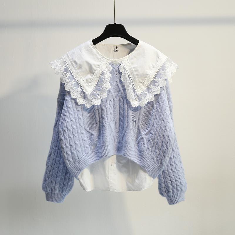 Women' Sweaters Sweet Style Lace 2 Pices Knitted Women Sweater Pullovers Winter 2021 Loose Female Pulls Outwear Coats Tops, Purple
Women' Sweaters Sweet Style Lace 2 Pices Knitted Women Sweater Pullovers Winter 2021 Loose Female Pulls Outwear Coats Tops, Purple