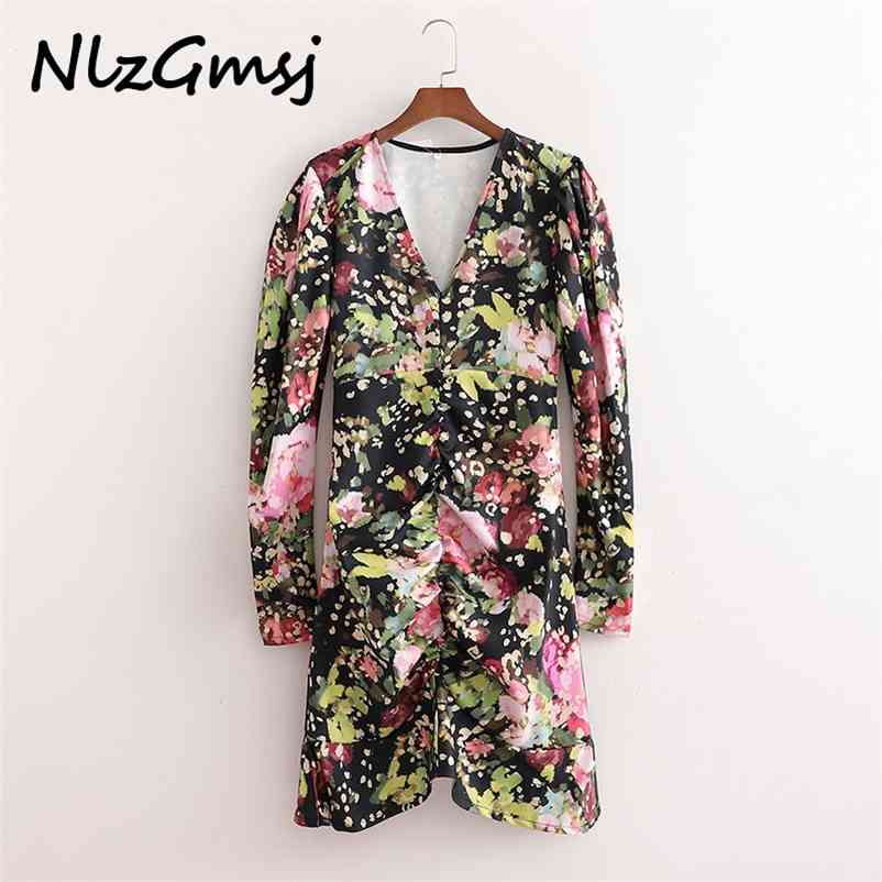 Dres Spring Fashion V-neck High Waist Fold Long Sleeve Printing Temperament Elegant Mini 210628, As picture
Dres Spring Fashion V-neck High Waist Fold Long Sleeve Printing Temperament Elegant Mini 210628, As picture