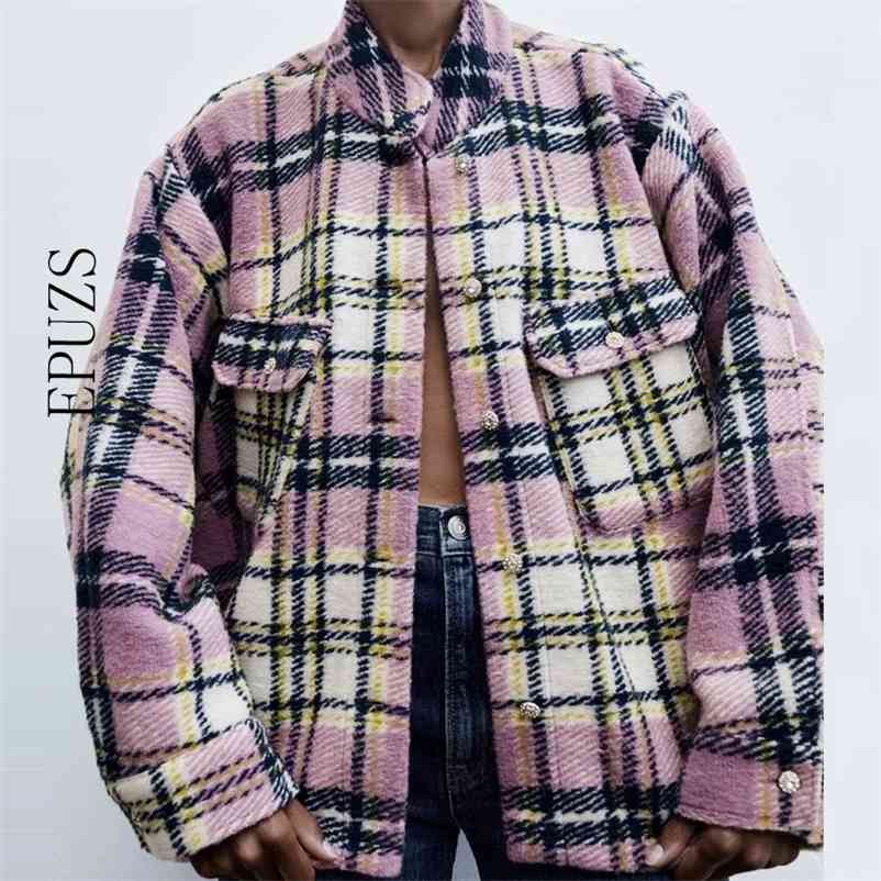 vintage thick plaid jacket women winter coat ZA woemn fashion long sleeve bomben casual feamle outwear 210521, Purple
vintage thick plaid jacket women winter coat ZA woemn fashion long sleeve bomben casual feamle outwear 210521, Purple