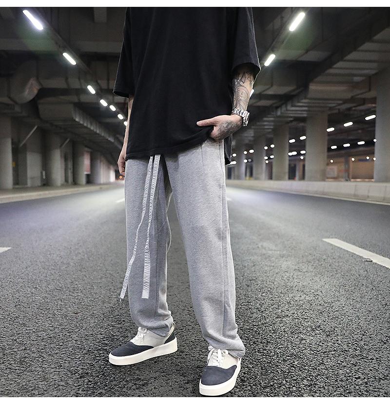 The Sixth Season Of Straight Loose-fitting Pants, High Street Style Entry Solid Color Wild Terry Drape Casual Pants Men's