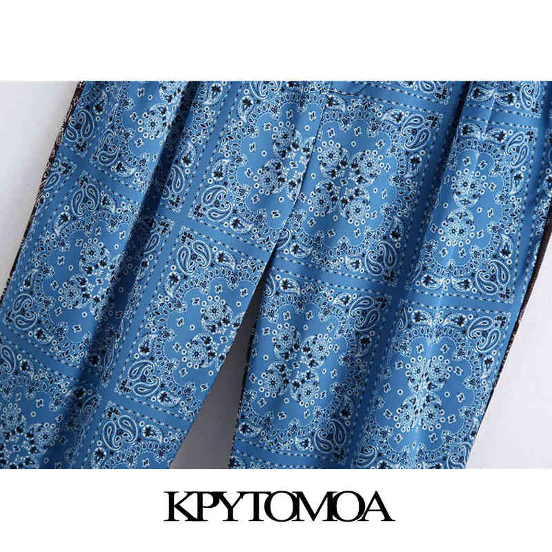 Women Fashion Patchwork Print Side Pockets Pants High Elastic Waist Drawstring Female Ankle Trousers Mujer 210420