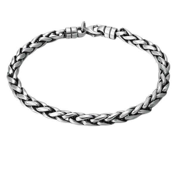 925 Sterling silver Braided foxtail link chain bracelets 5mm American European antique handmade vintage designer luxury jewelry accessories gifts