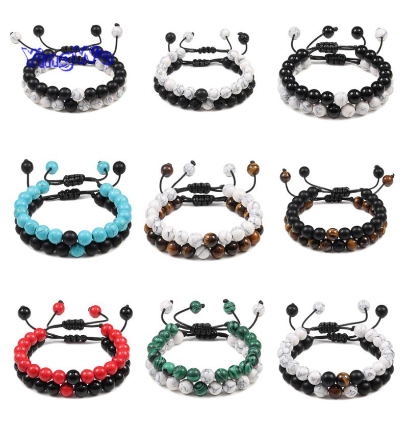 Beaded, Strands Braided Rope Couple 2pcs/Set Bracelet Black White Beaded Natural Tiger Eye Lava Stone Bracelets Charm Jewelry For Bets Frien
Beaded, Strands Braided Rope Couple 2pcs/Set Bracelet Black White Beaded Natural Tiger Eye Lava Stone Bracelets Charm Jewelry For Bets Frien