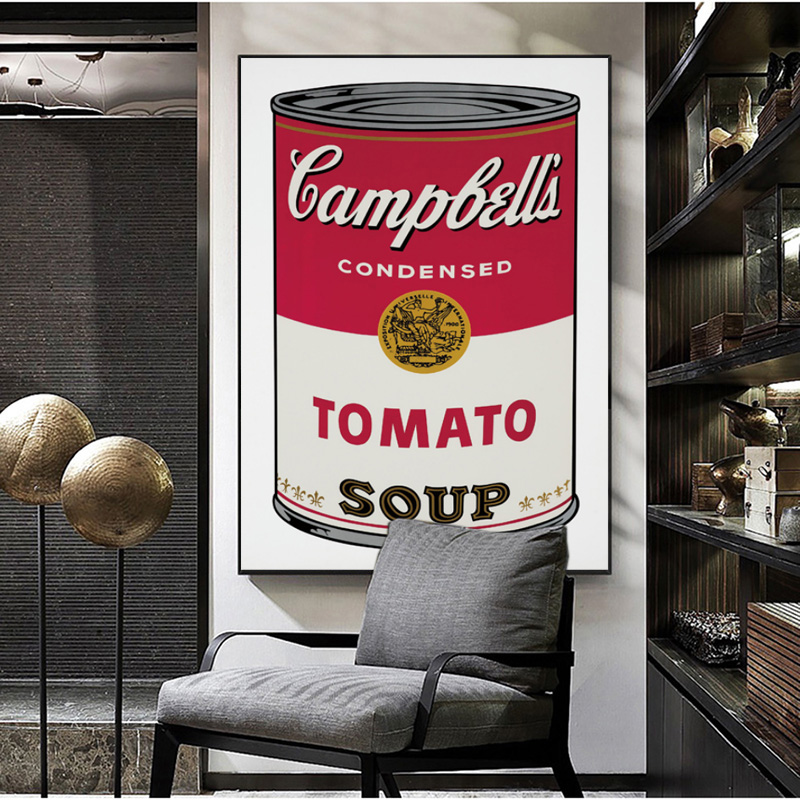 Canvas Painting Vintage Andy Warhol Tomato Soup Abstract Interior Gallery Decorative Picture Wall Pictures For Living Room Home Decoration