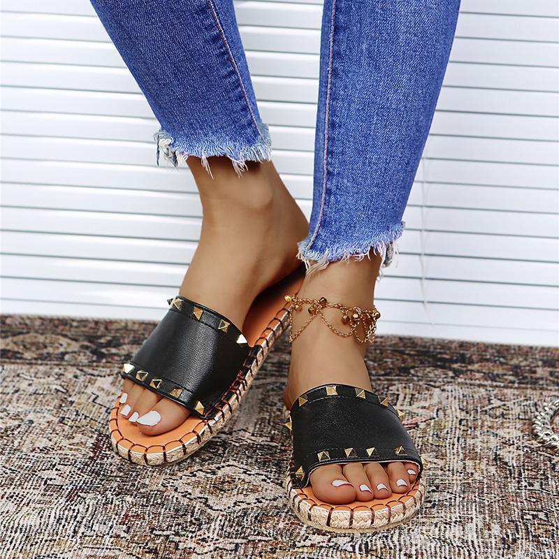 Slippers Women Flip Flops 2021 Summer Casual Beach Solid Color Rivet Ladies Flats Slides Slip On Boho Sewing Female Shoes, Black
Slippers Women Flip Flops 2021 Summer Casual Beach Solid Color Rivet Ladies Flats Slides Slip On Boho Sewing Female Shoes, Black