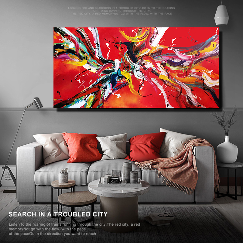 pop art red line canvas print abstract painting wall art pictures for living room modern pictures drop