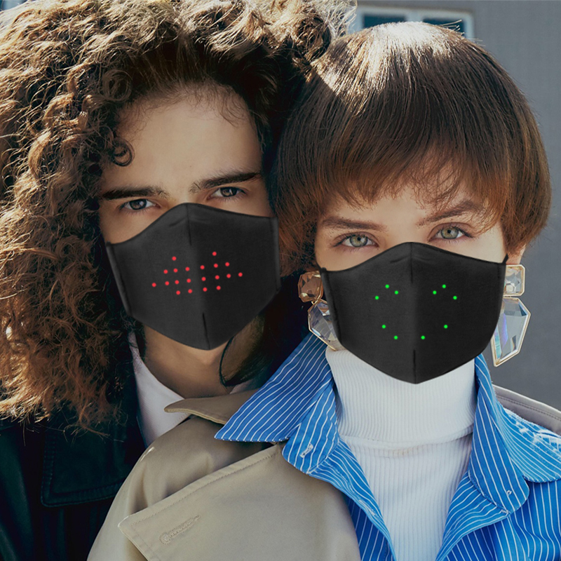 Voice Control Face Mask Smart Display LED Glowing Party Masks Cotton Breathable Protective Cover For Various Themed Parties