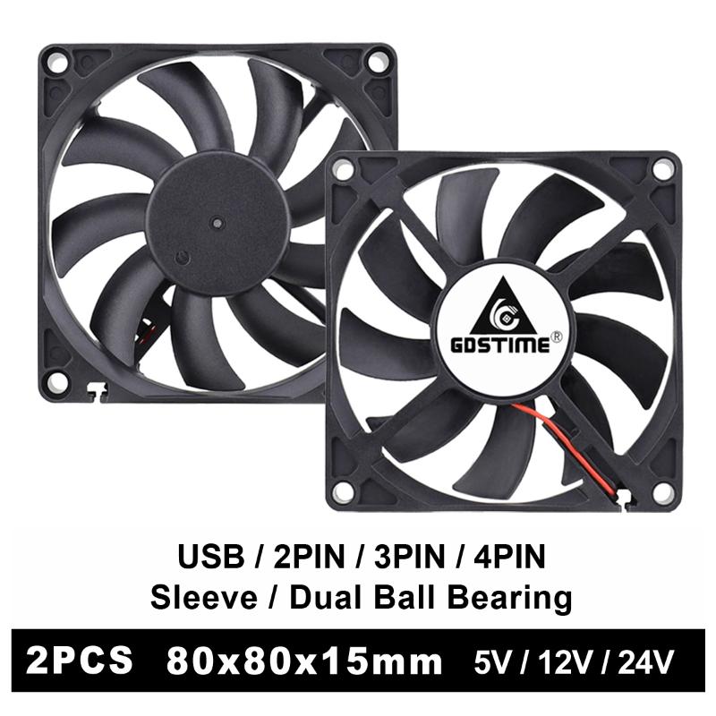 Gdstime 80x80x15mm 5V 12V 24V Ball/Sleeve USB 2PIN 3PIN 4PIN 80mm 8cm 8015 Brushless CPU PC Laptop Case Cooling Cooler Fan Fans & Coolings
Gdstime 80x80x15mm 5V 12V 24V Ball/Sleeve USB 2PIN 3PIN 4PIN 80mm 8cm 8015 Brushless CPU PC Laptop Case Cooling Cooler Fan Fans & Coolings