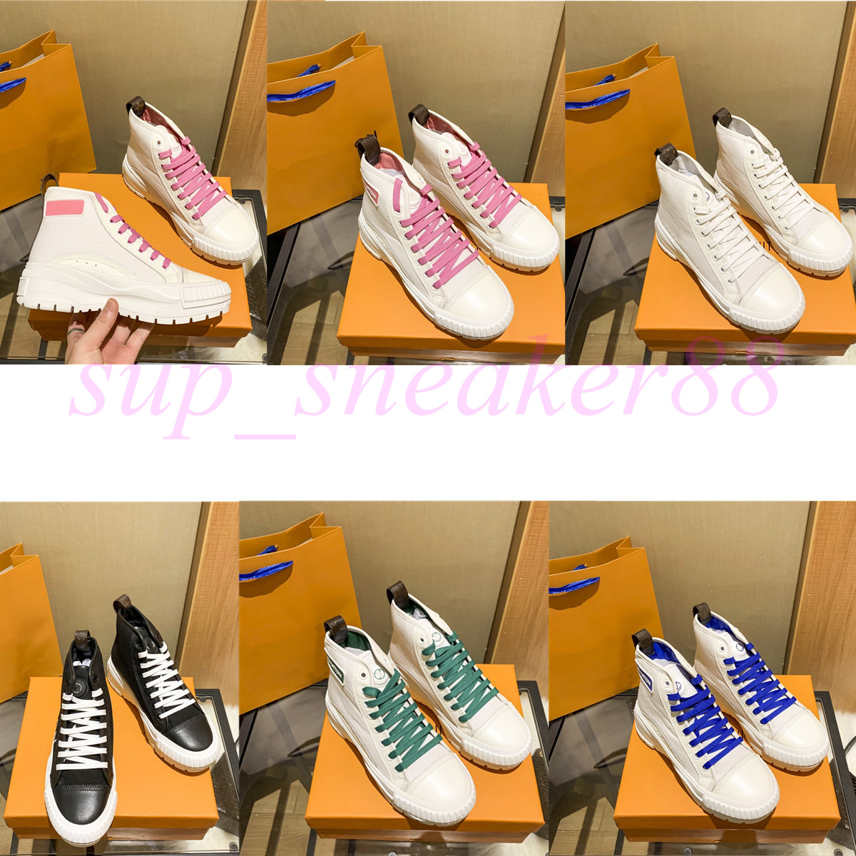 Men Women Designers Boots Top Shoes White Blue Green Pink Black High Quality Bicolor Chunky Light Weight Hi-Top Sneakers Squad Sneaker Booties
Men Women Designers Boots Top Shoes White Blue Green Pink Black High Quality Bicolor Chunky Light Weight Hi-Top Sneakers Squad Sneaker Booties