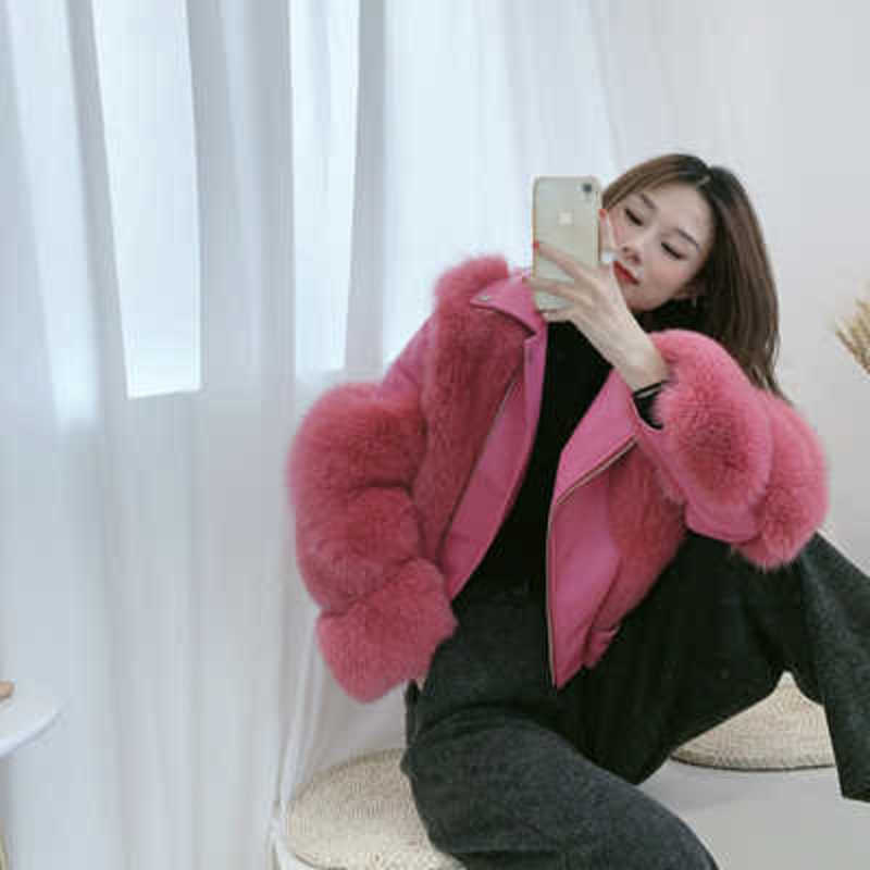 Real Fox Fur Coats With Genuine Sheepskin Leather Wholeskin Natural Fox Fur Jacket Outwear Women Winter 2c