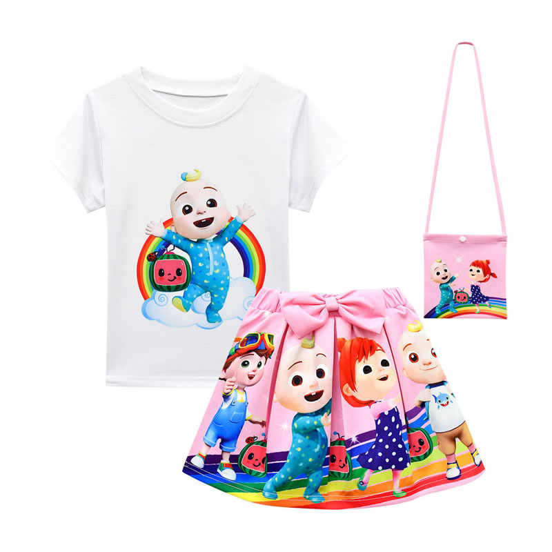 Summer Cocomelon Outfit For Baby Girl Skirt Set Clothes Fashion Children Cartoon T Shirt Top+Bow TUTU Dress+Bag 3pc Tracksuit Kid Boutique Suit Cloth, Pink
Summer Cocomelon Outfit For Baby Girl Skirt Set Clothes Fashion Children Cartoon T Shirt Top+Bow TUTU Dress+Bag 3pc Tracksuit Kid Boutique Suit Cloth, Pink
