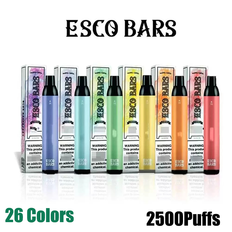 ESCO BARS Disposable E Cigarettes Device Kit 2500 Puffs 1000mAh battery 26 Colors 6ml Prefilled Mesh Coil Cartridge Pod Vape Pen
ESCO BARS Disposable E Cigarettes Device Kit 2500 Puffs 1000mAh battery 26 Colors 6ml Prefilled Mesh Coil Cartridge Pod Vape Pen