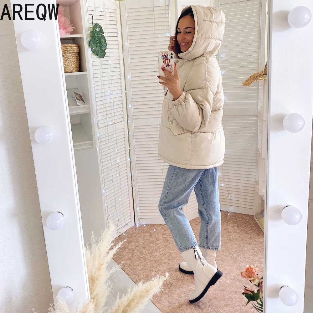 Womens Coats and Jackets Autumn Winter Hooded Coat Thick Cotton Parkas Oversized Puffer Jacket Female 210819