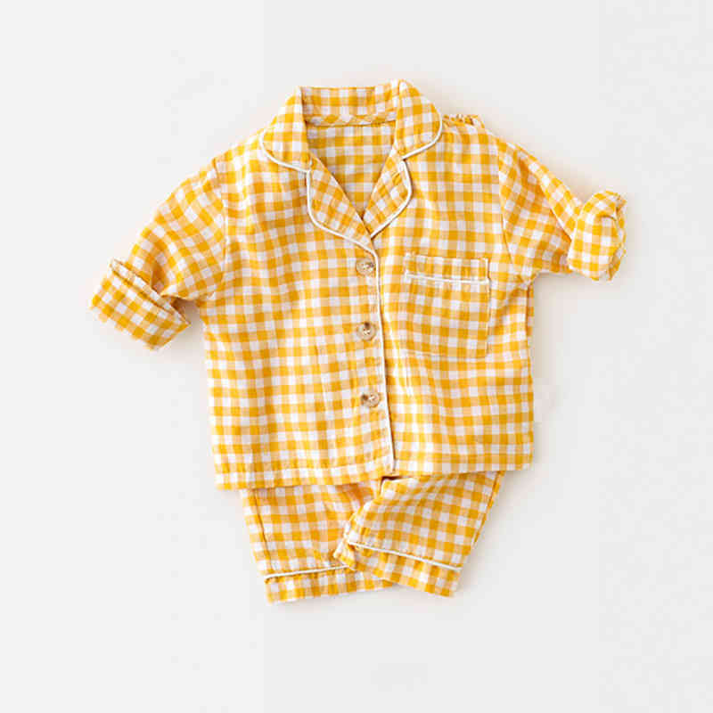 Baby Pajamas Set Cute Long-sleeved Single-breasted Infant Boys Girls Home Clothes 2Pcs Spring Autumn Indoor 210515