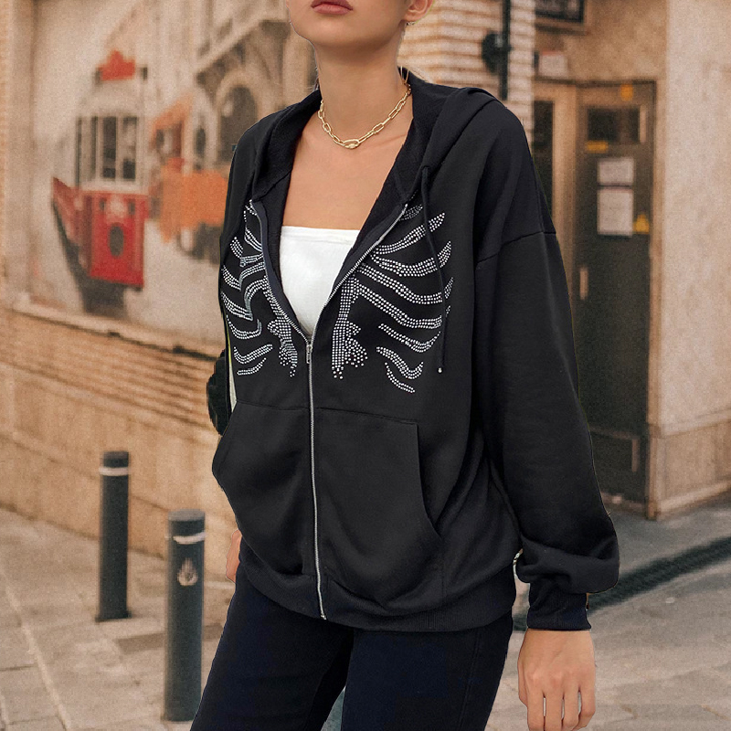 Women Jackets Rhinestone Jacket Women Skeleton Grunge Oversize Hoodies Harajuku Streetwear Zip Up Sweatshirt Y2K Goth Punk Coat Casual Unise, Black;brown
Women Jackets Rhinestone Jacket Women Skeleton Grunge Oversize Hoodies Harajuku Streetwear Zip Up Sweatshirt Y2K Goth Punk Coat Casual Unise, Black;brown