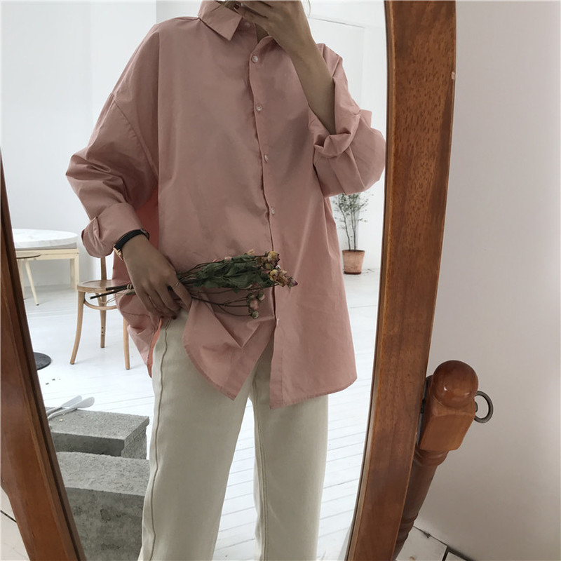 Autumn Solid Blouse Loose Women Office Lady Blouses Casual All-Match Tops Shirts Blusas Camisas Mujer 10237 210506