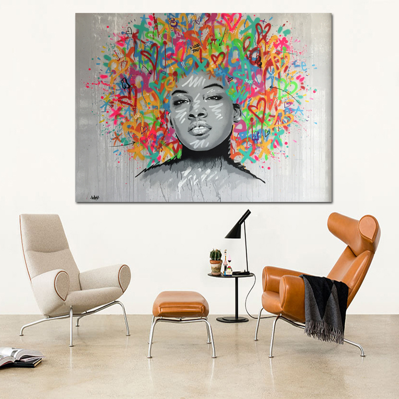 Graffiti Art Poster Print Canvas Painting For Living Room Wall Art Beautiful Girl Decoration Paintings No Frame