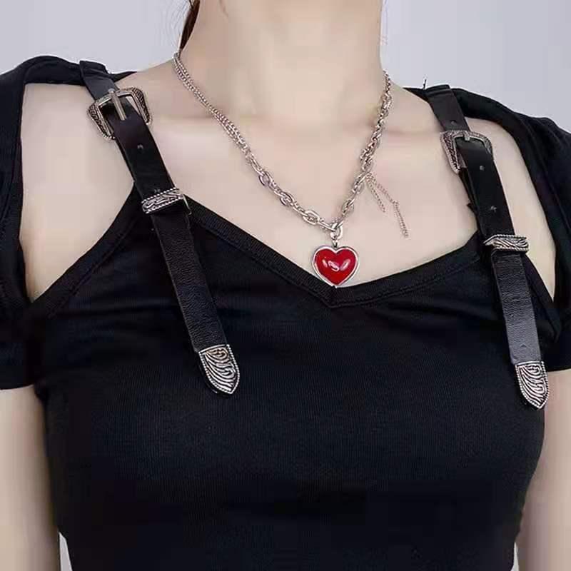 Chains 2021 Fashion Red Love Heart Y2k Aesthetic Necklace For Women Girl Vintage Charm Pendant Chokers Jewelry, Silver
Chains 2021 Fashion Red Love Heart Y2k Aesthetic Necklace For Women Girl Vintage Charm Pendant Chokers Jewelry, Silver