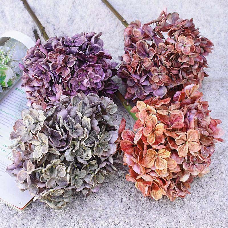 Decorative Flowers & Wreaths AGN Luxury Big Hydrangea Short Branch Autumn Decoration Silk Flower Simulation El Floral