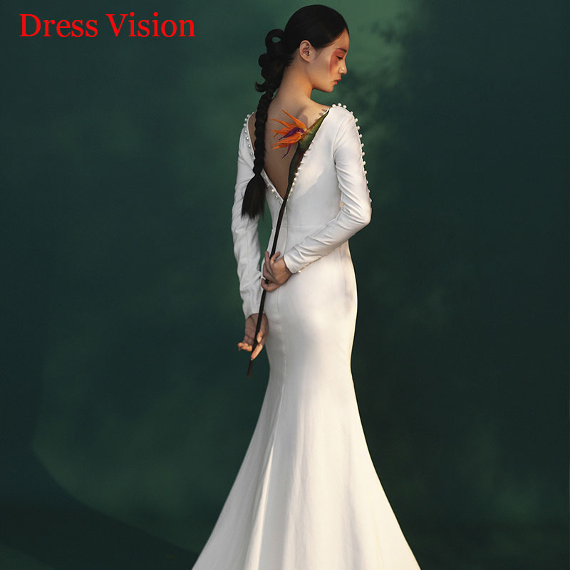 Simple Satin Wedding Dress Pearls V-neck Backless Vestido De Noiva suknia lubna Robe De Mariage 2021, White
Simple Satin Wedding Dress Pearls V-neck Backless Vestido De Noiva suknia lubna Robe De Mariage 2021, White