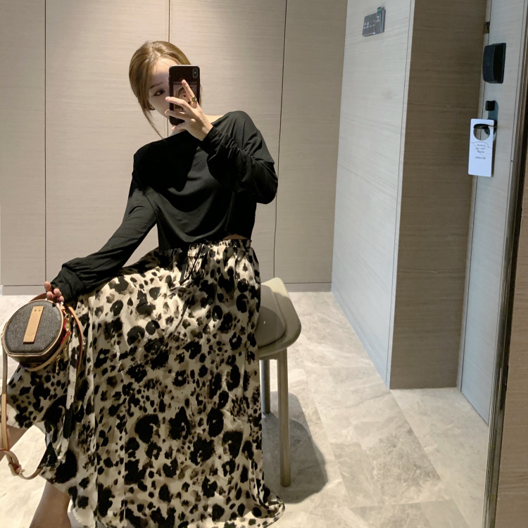 Skirts Vintage Chic Korean Loose Big Swing A Line High Waist Leopard Print Skirt Women Chiffon Faldas Mujer Summer Fashion Wild 210429